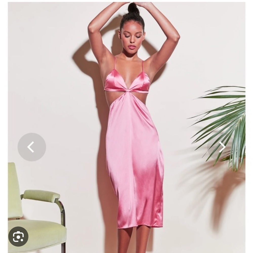 Fleur du Mal Pink Satin Midi Dress